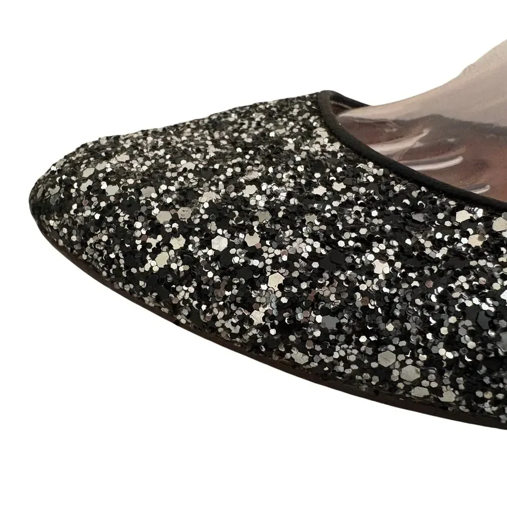 Madewell 1937 Black Glitter Sparkly Ballet Flats Pointed Toe Fairy Whimsygoth 9